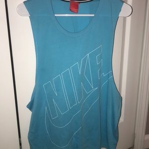 blue nike workout tank (low sides)